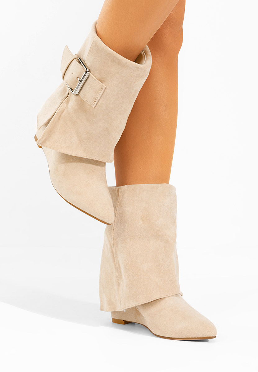 Irinea bézs női platform bokacsizma