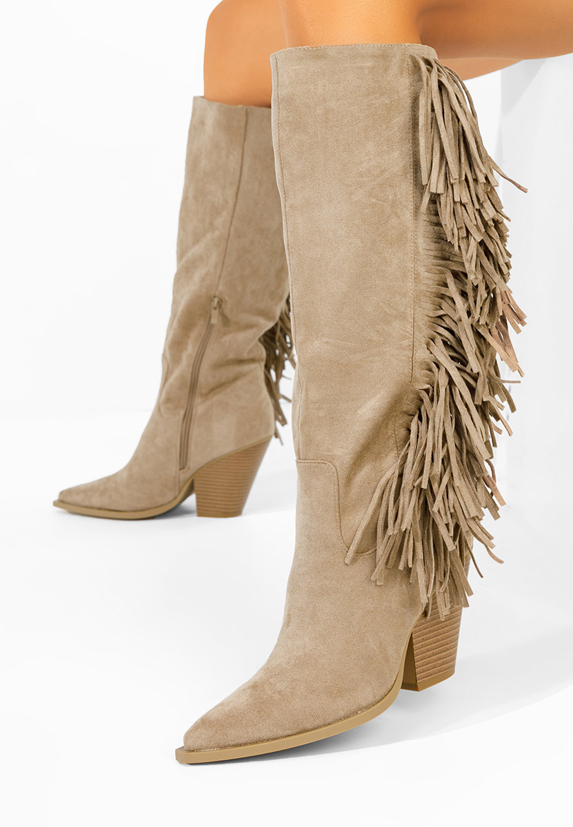 Brania khaki magassarkú csizma