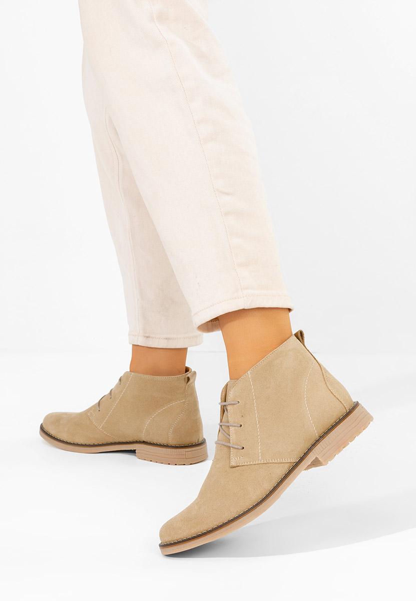 Kalisa v5 bézs női bőr bokacsizma