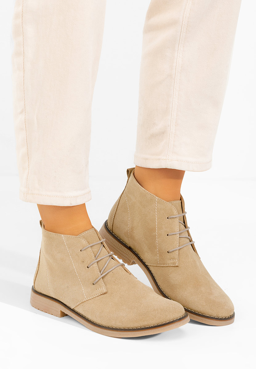 Kalisa v5 bézs női bőr bokacsizma