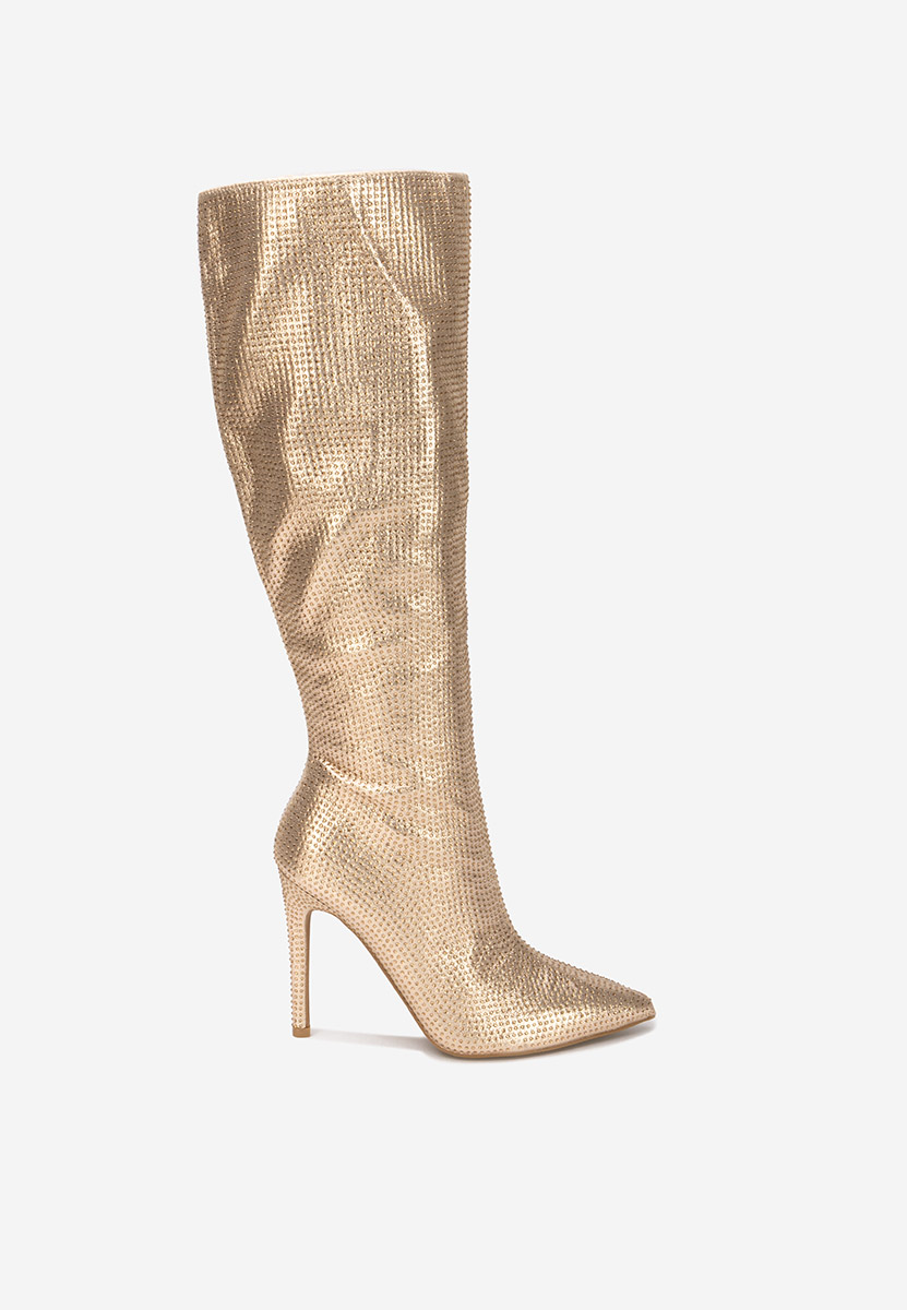 Minodora aranyszínü tűsarkú csizma