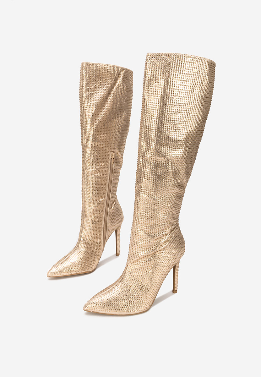 Minodora aranyszínü tűsarkú csizma