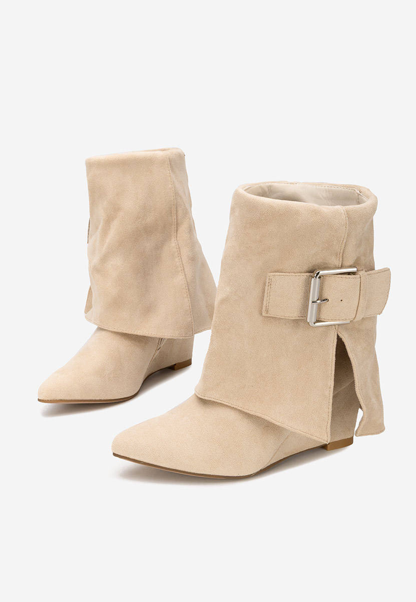 Irinea bézs női platform bokacsizma