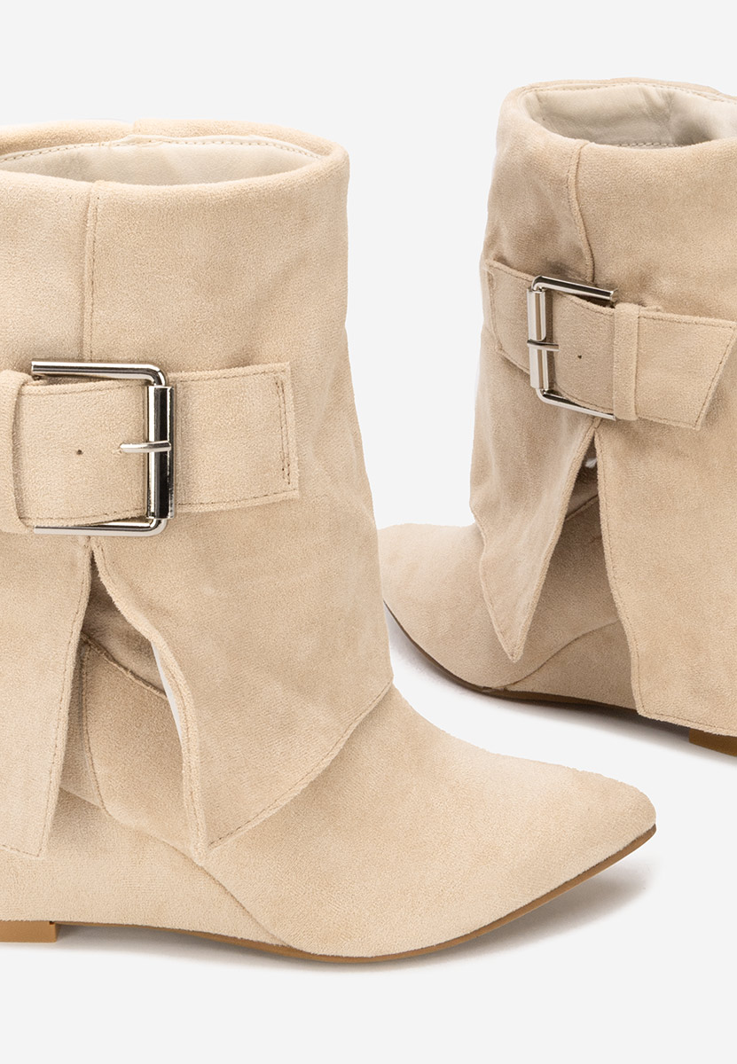 Irinea bézs női platform bokacsizma