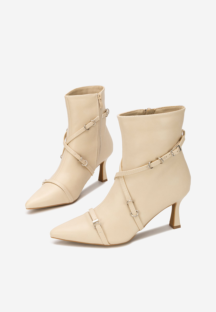 Marcelia v2 bézs tűsarkú bokacsizma