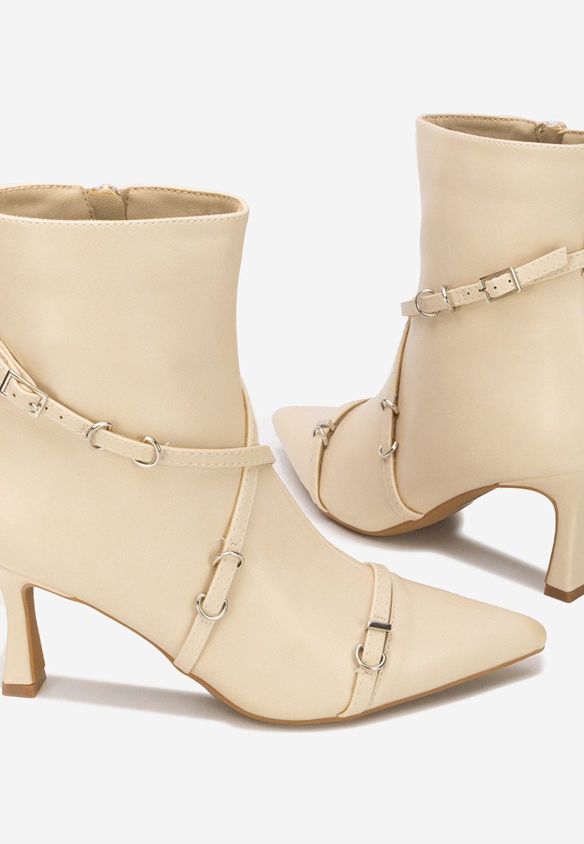 Marcelia v2 bézs tűsarkú bokacsizma