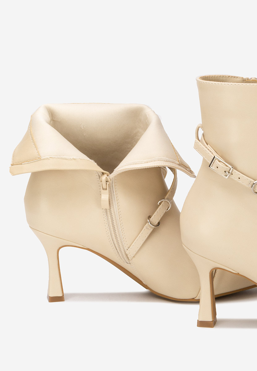 Marcelia v2 bézs tűsarkú bokacsizma