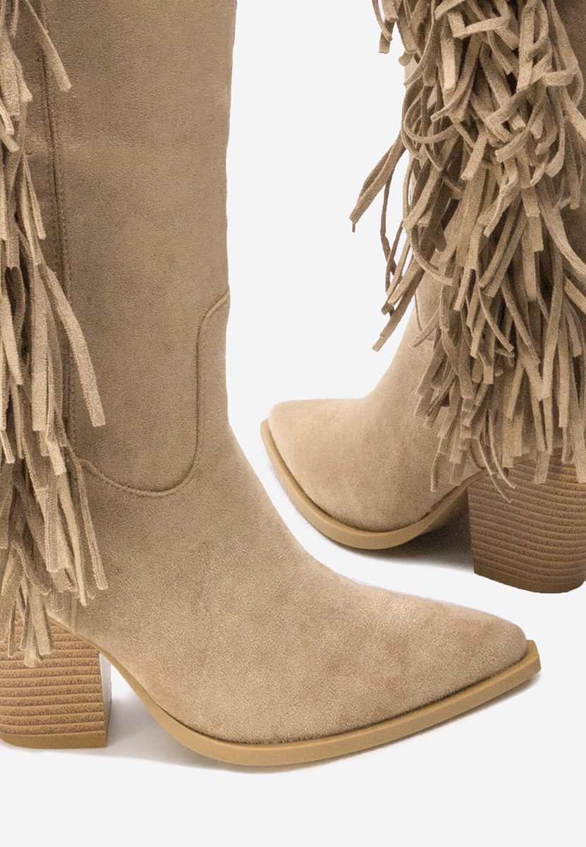 Brania khaki magassarkú csizma