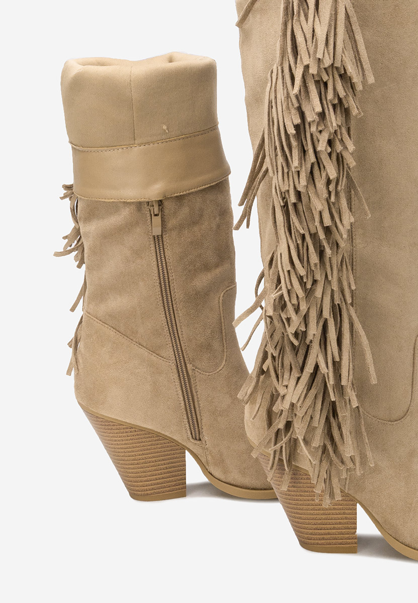 Brania khaki magassarkú csizma