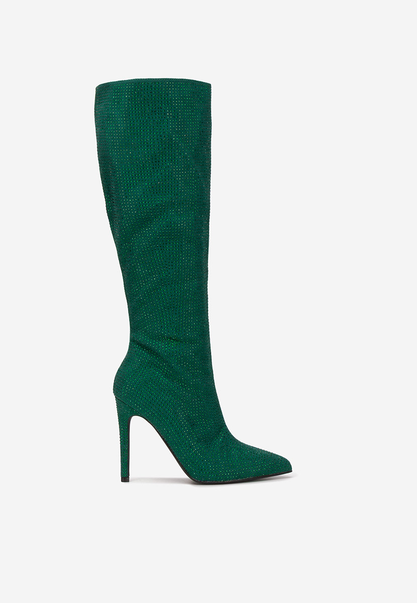 Minodora zöld tűsarkú csizma