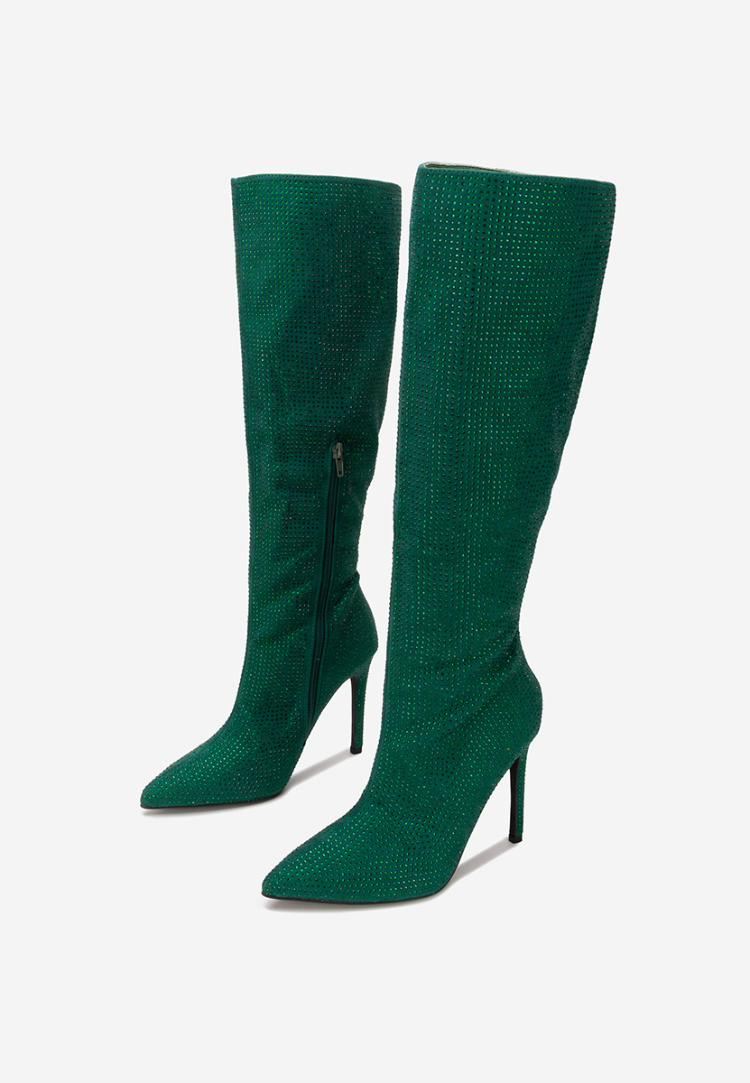 Minodora zöld tűsarkú csizma