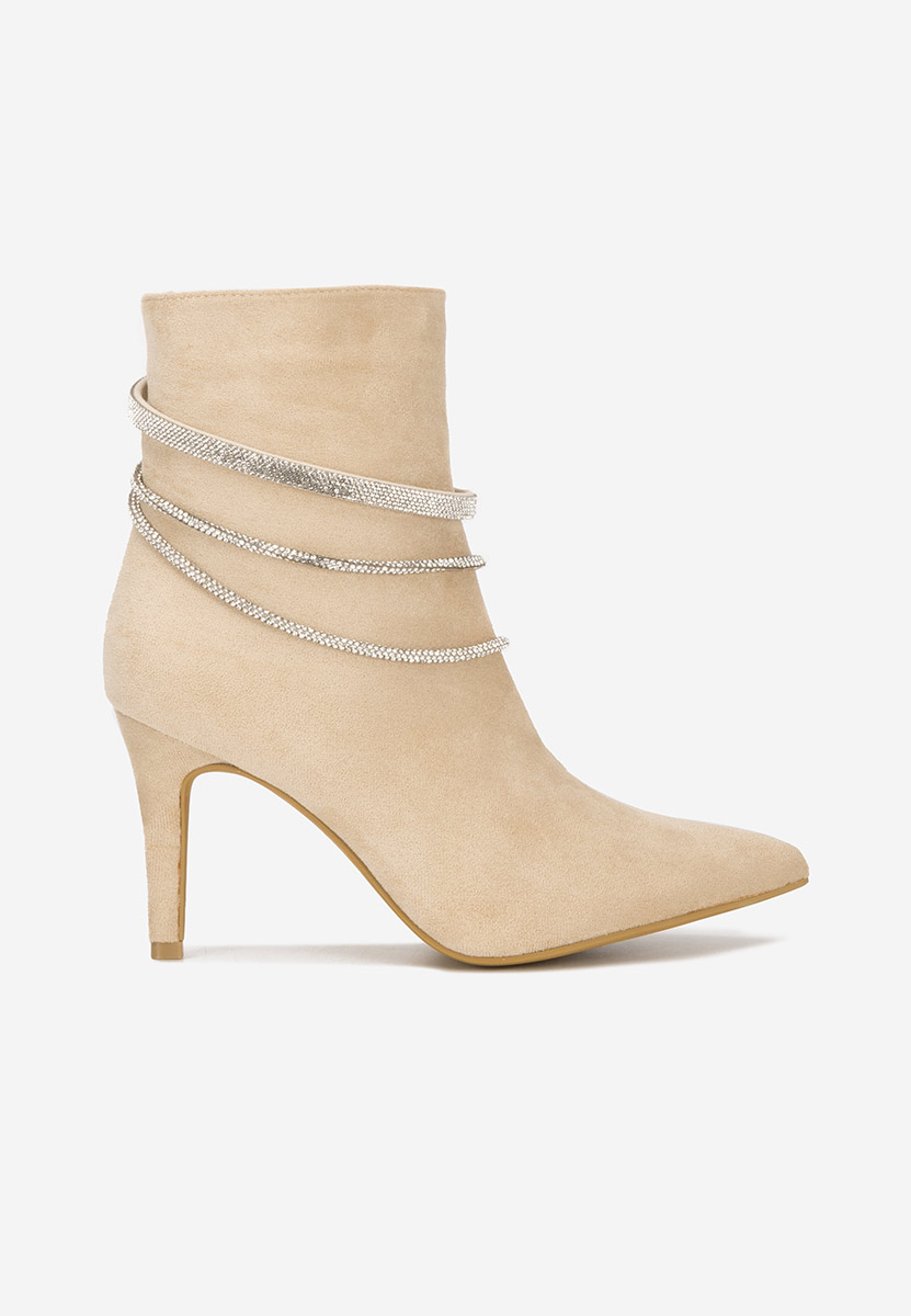 Lorreta bézs elegáns női bokacsizma