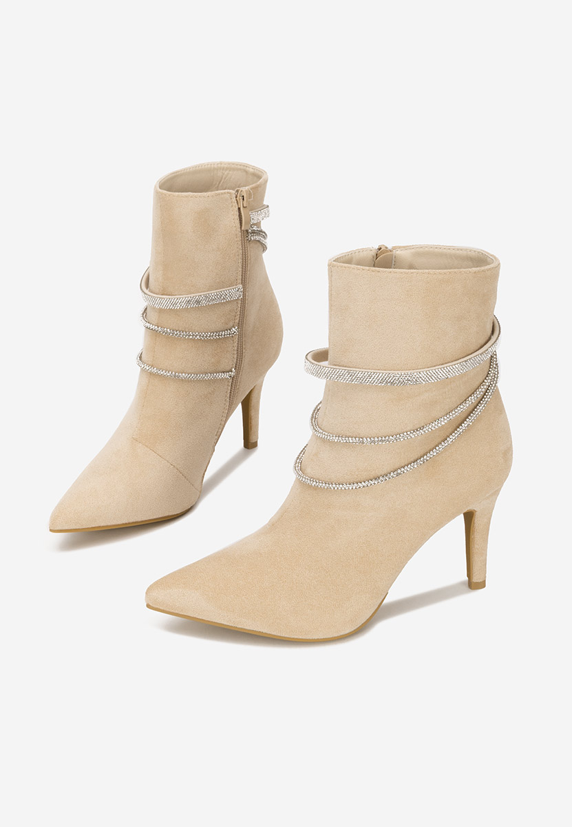 Lorreta bézs elegáns női bokacsizma