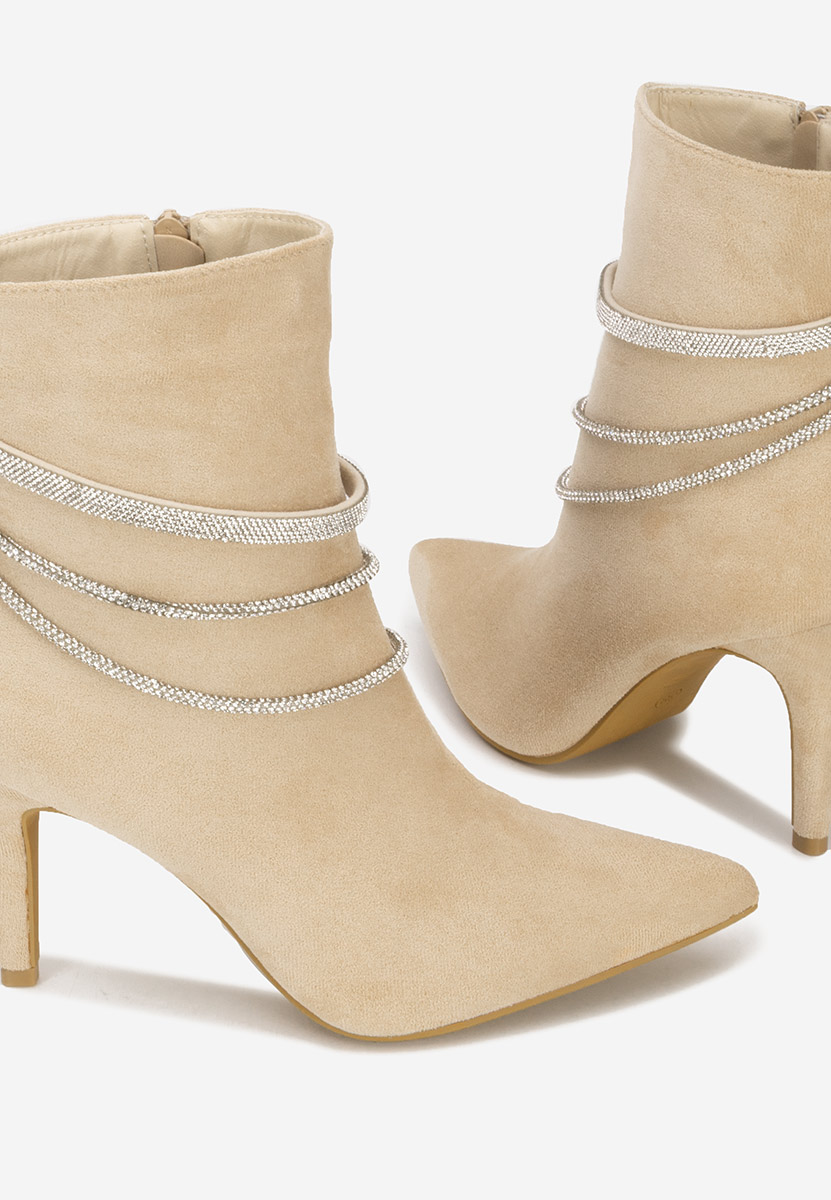 Lorreta bézs elegáns női bokacsizma