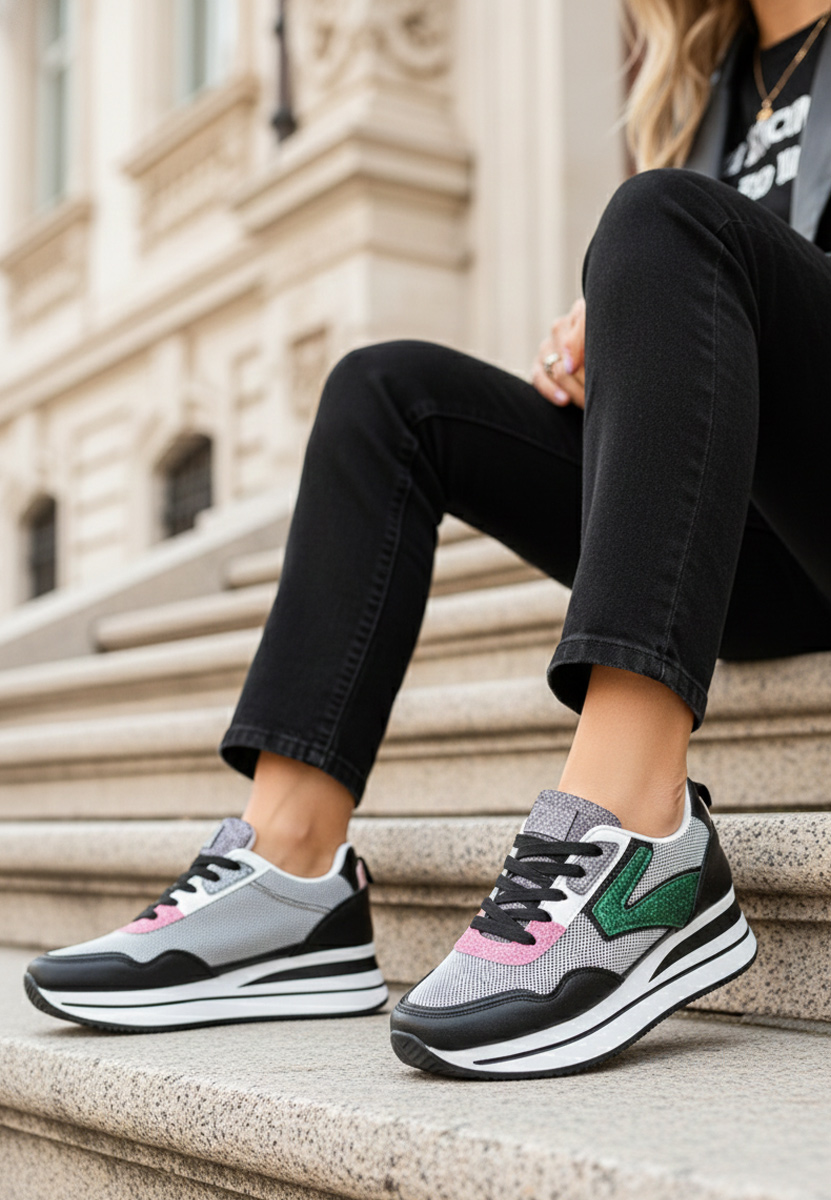 Tarika fekete telitalpú platform sneaker