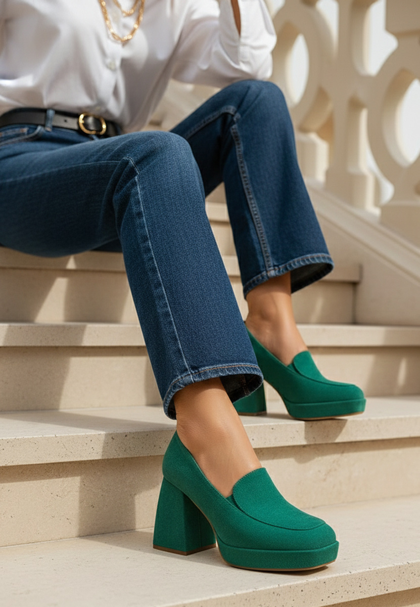 Hoya zöld vastag sarkú magassarkú 