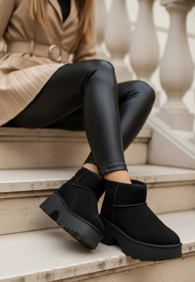 Tarnia fekete női téli bokacsizma