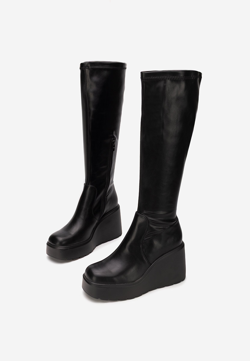 Rozalin fekete telitalpú csizma