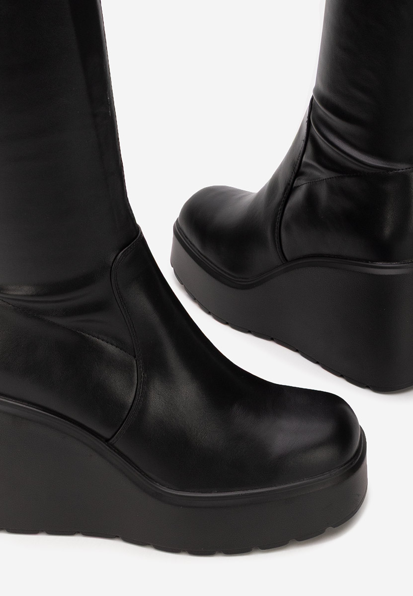 Rozalin fekete telitalpú csizma