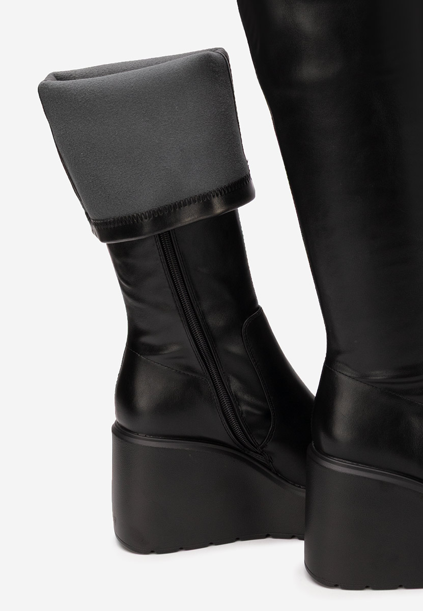 Rozalin fekete telitalpú csizma