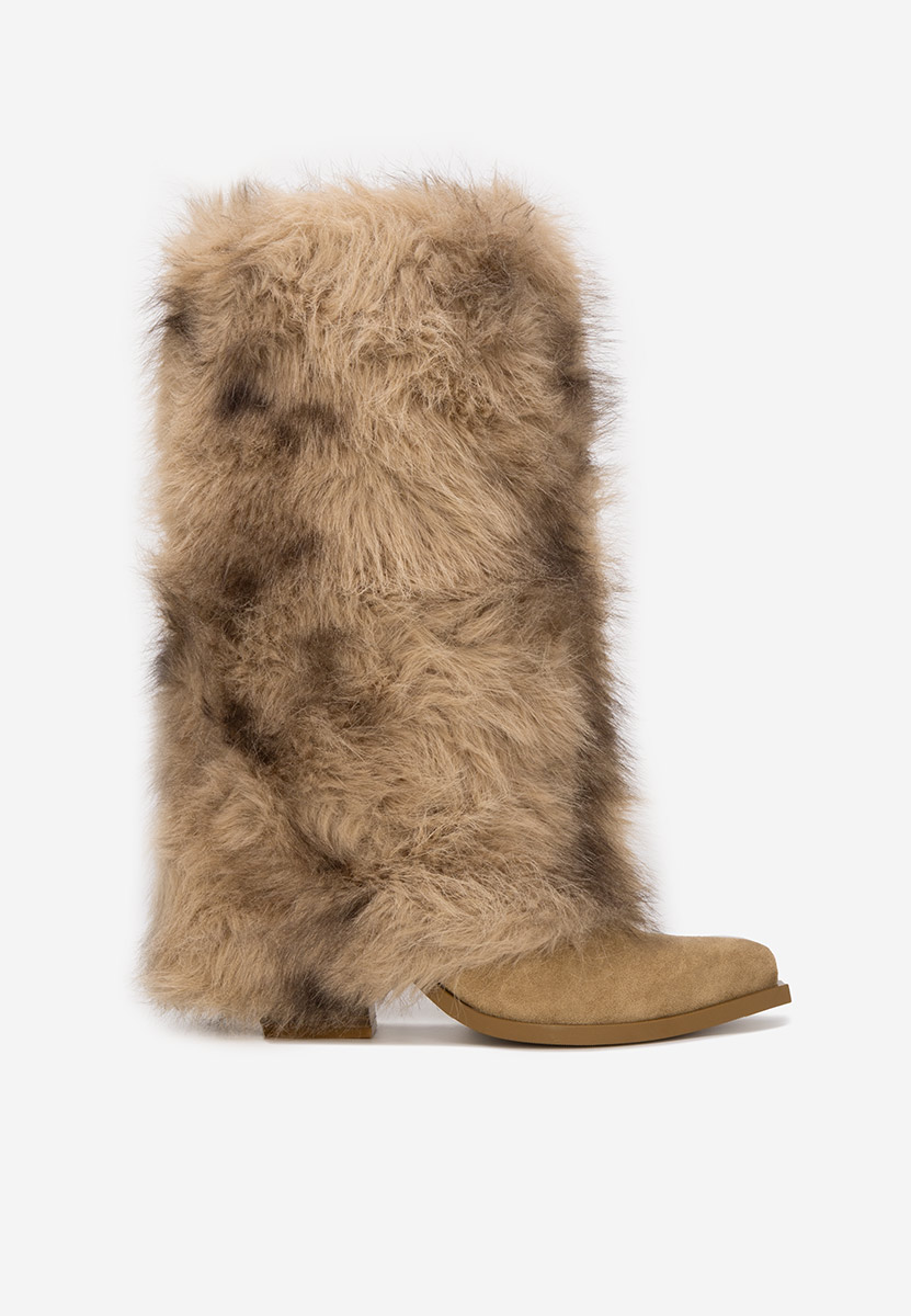 Olivine khaki meleg női csizma 