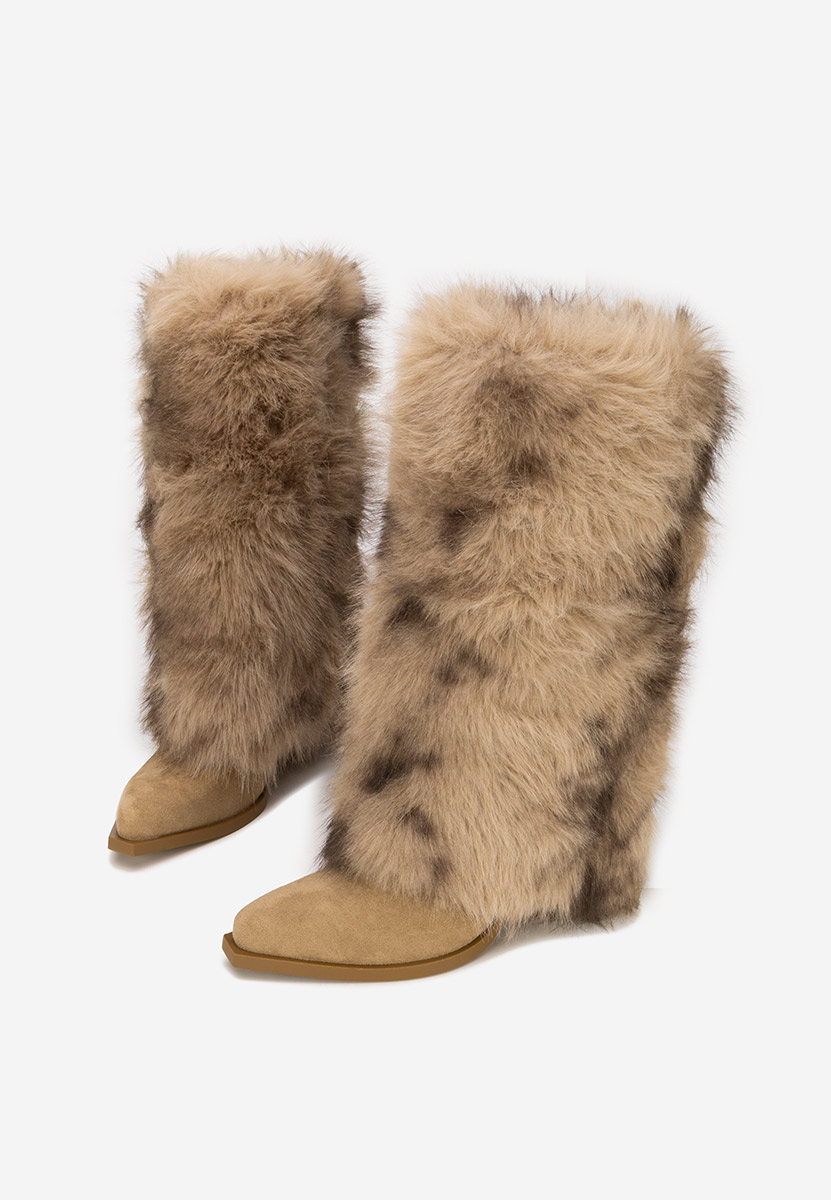 Olivine khaki meleg női csizma 