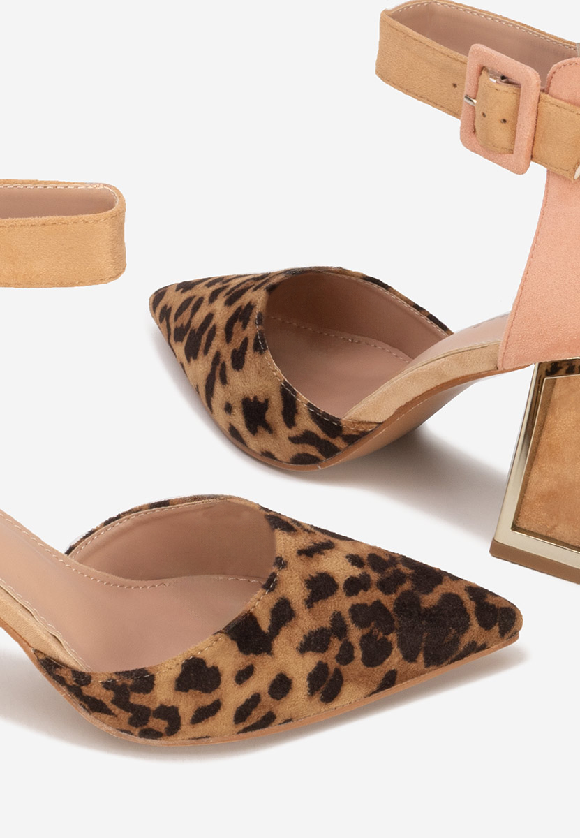 Rebecka leopárdmintás vastag sarkú magassarkú 