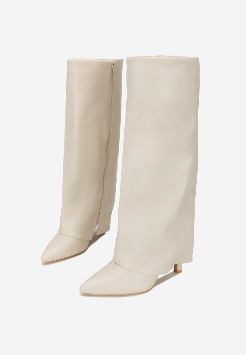 Brynora bézs tűsarkú csizma