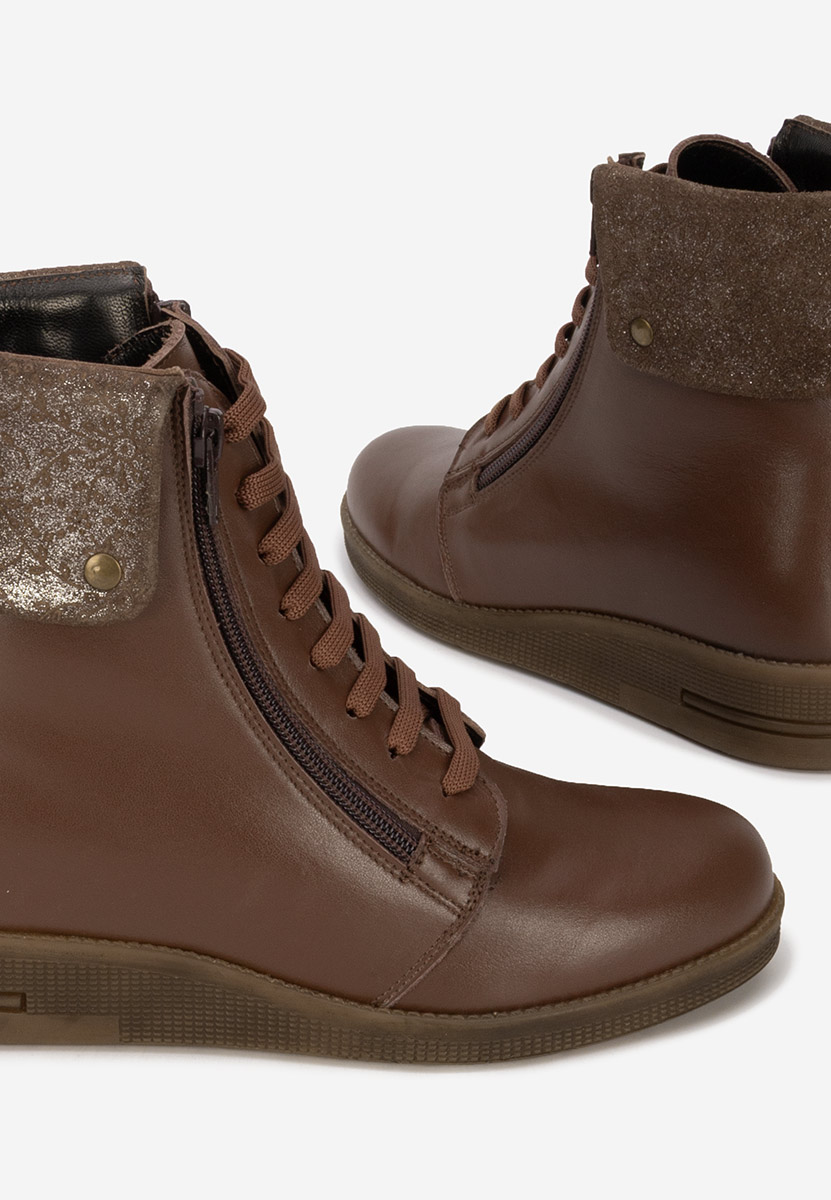 Monserrate barna női bőr bokacsizma