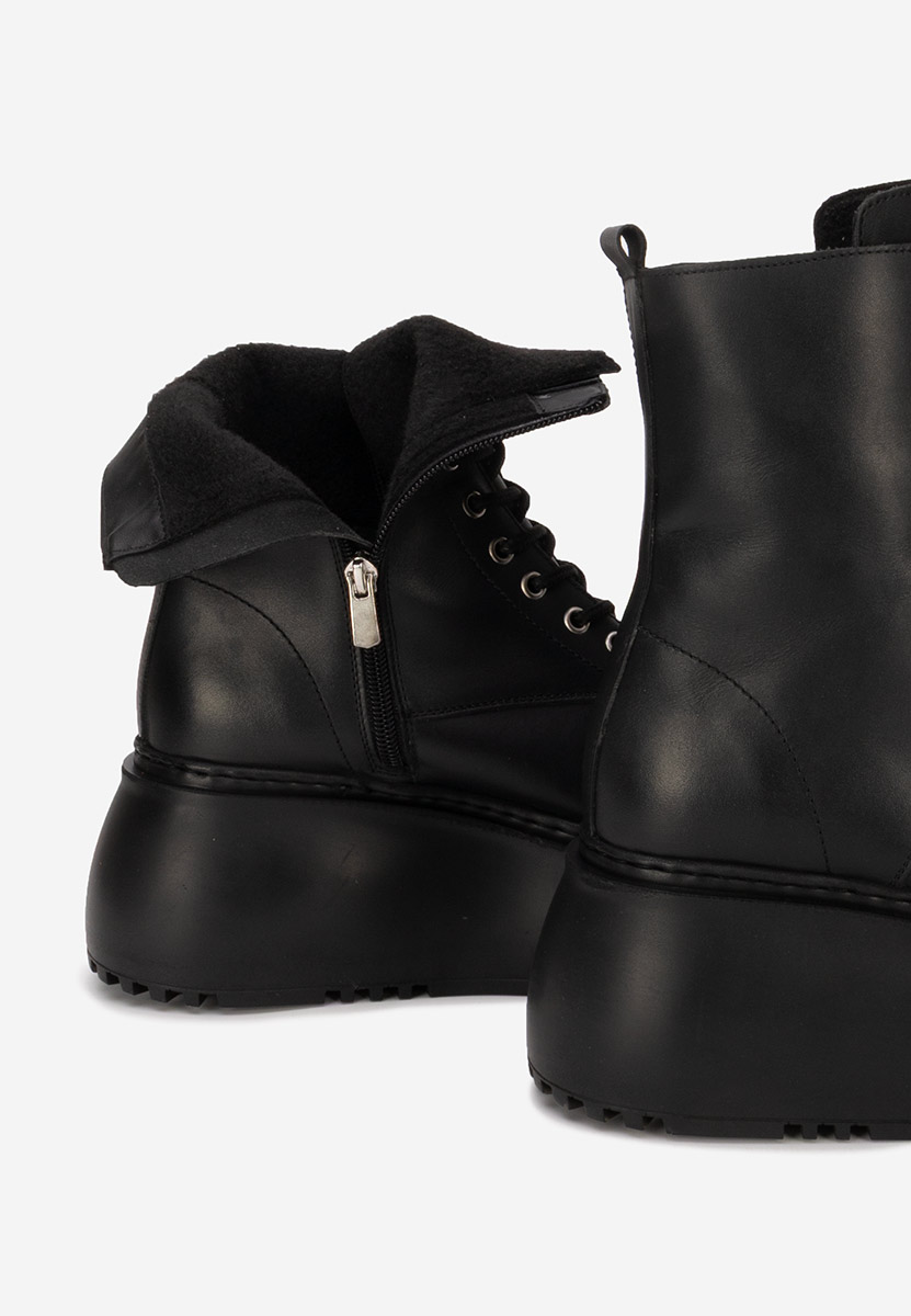 Luisena fekete telitalpú platform bokacsizma