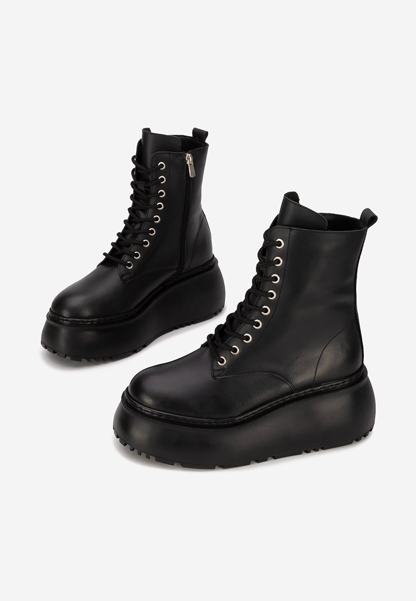 Luisena fekete telitalpú platform bokacsizma