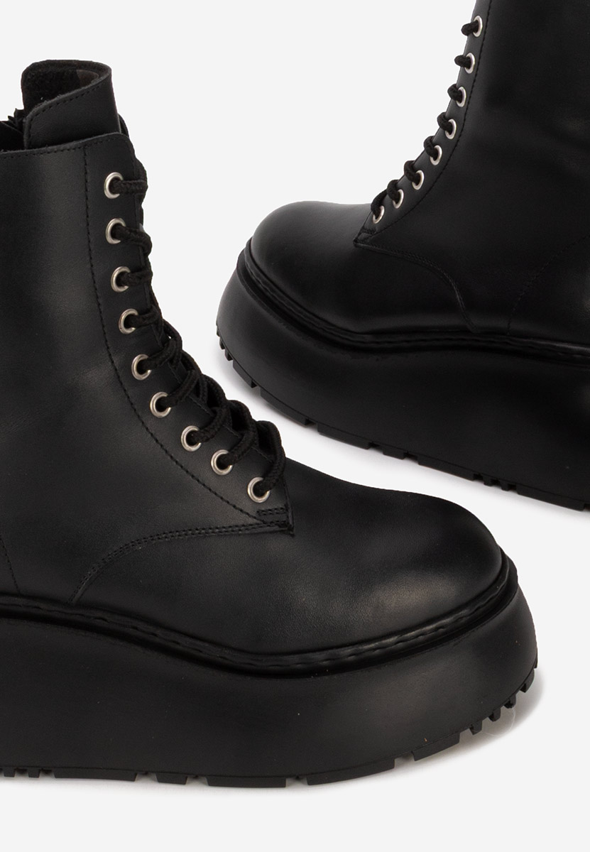 Luisena fekete telitalpú platform bokacsizma