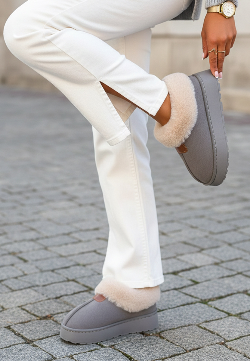 Elarva szürke telitalpú platform bokacsizma