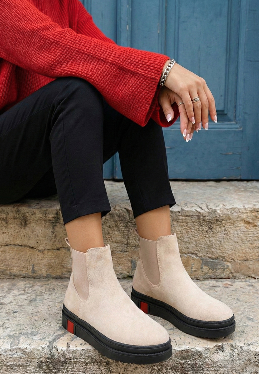 Samera bézs női bokacsizma