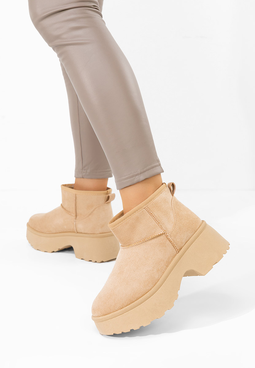 Tarnia bézs női téli bokacsizma