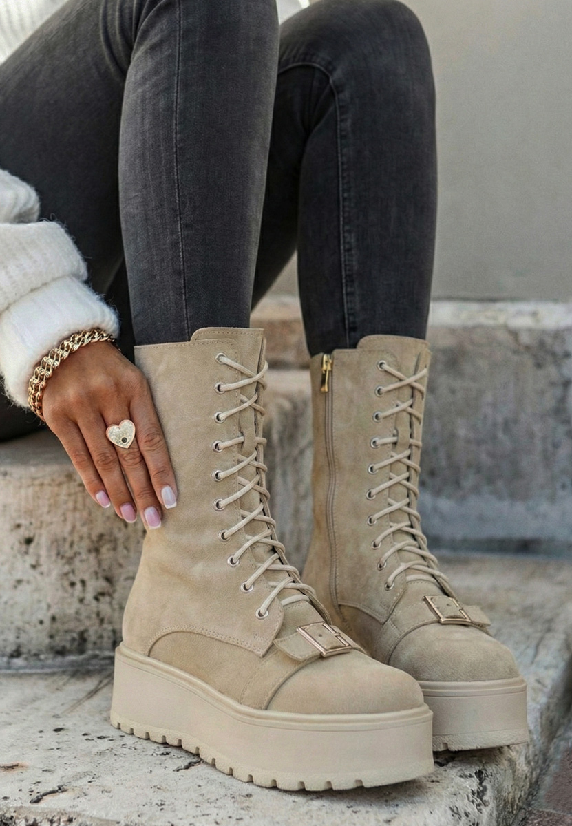 Sorelia bézs női bőr bokacsizma