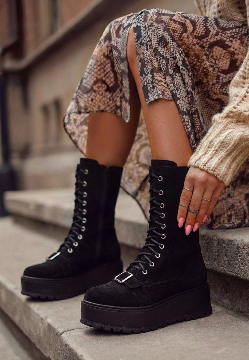 Sorelia v2 fekete női bőr bokacsizma