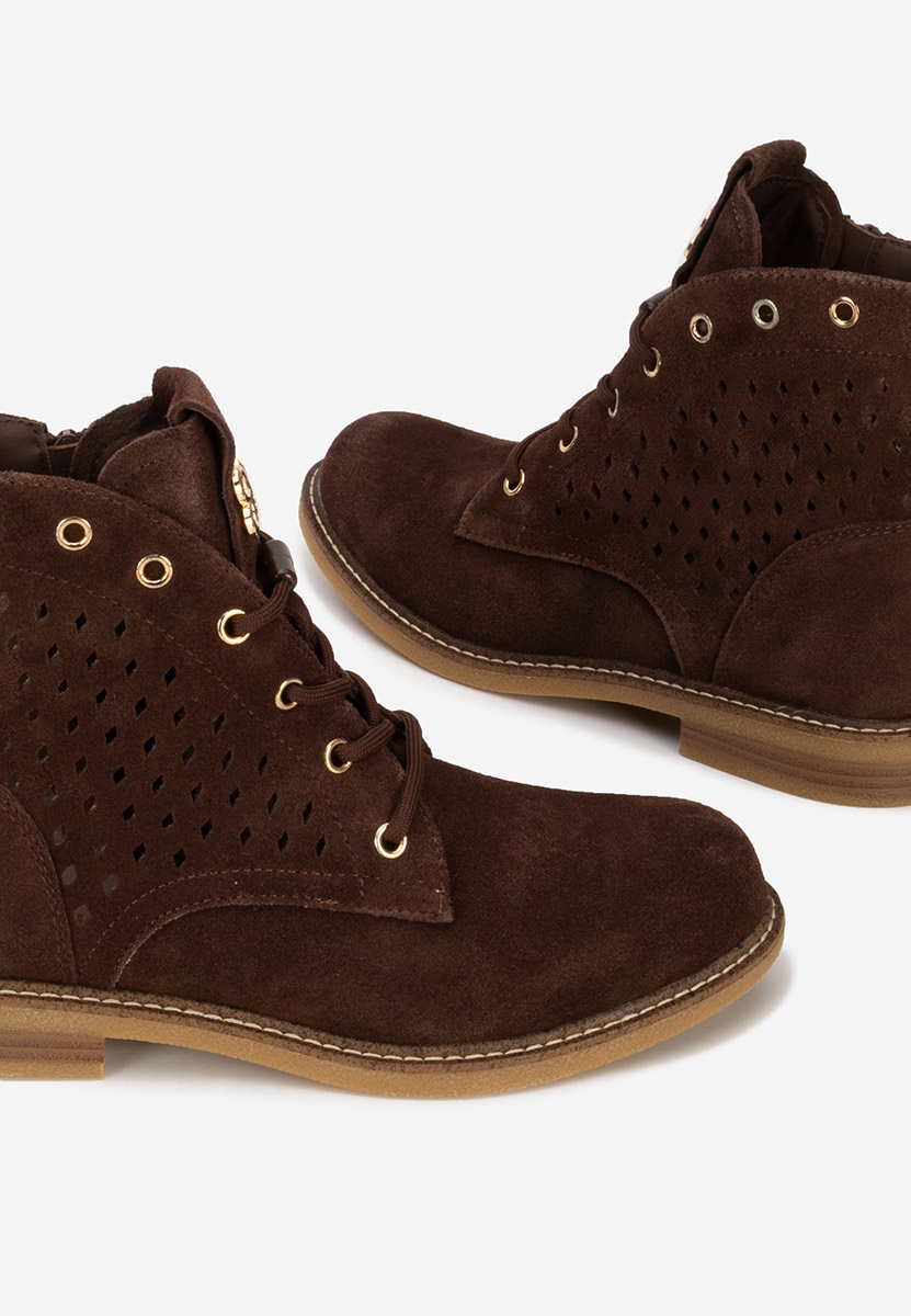 Farella barna női bőr bokacsizma