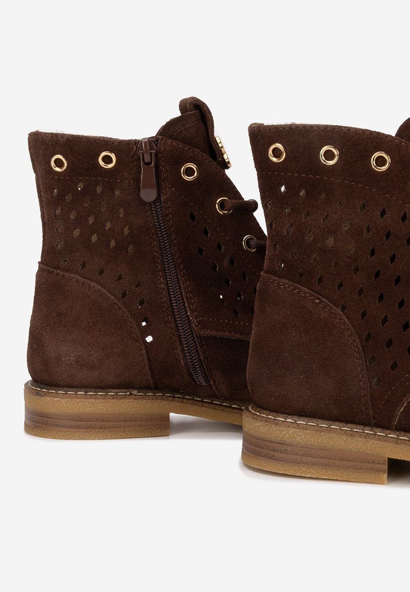 Farella barna női bőr bokacsizma