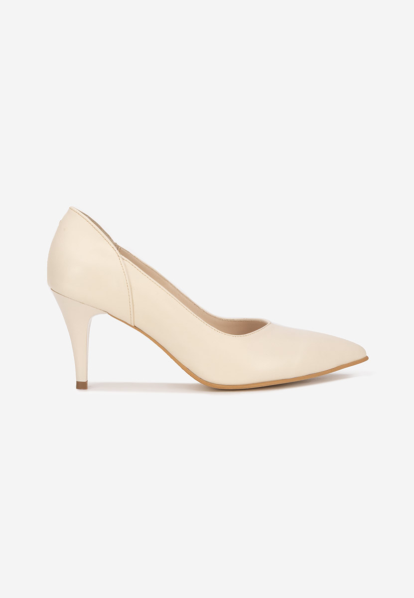 Villemomble bézs bőr tűsarkú cipő 