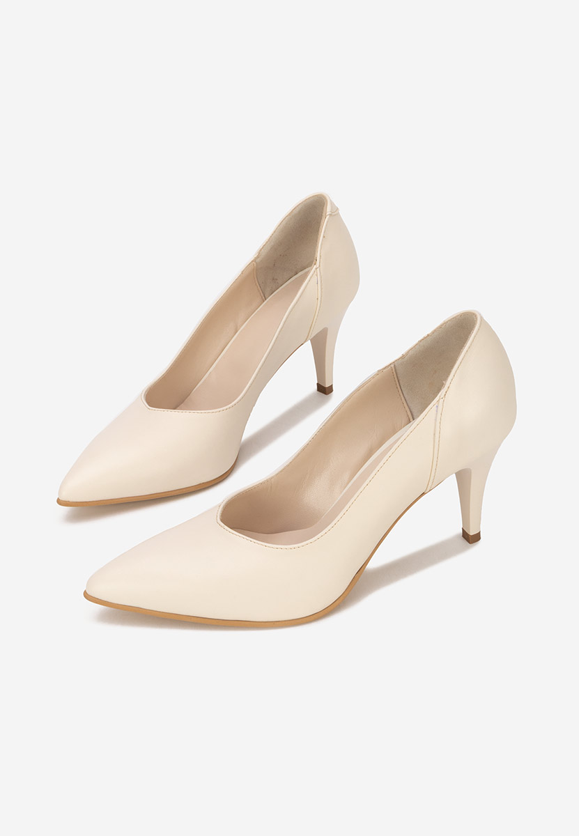 Villemomble bézs bőr tűsarkú cipő 