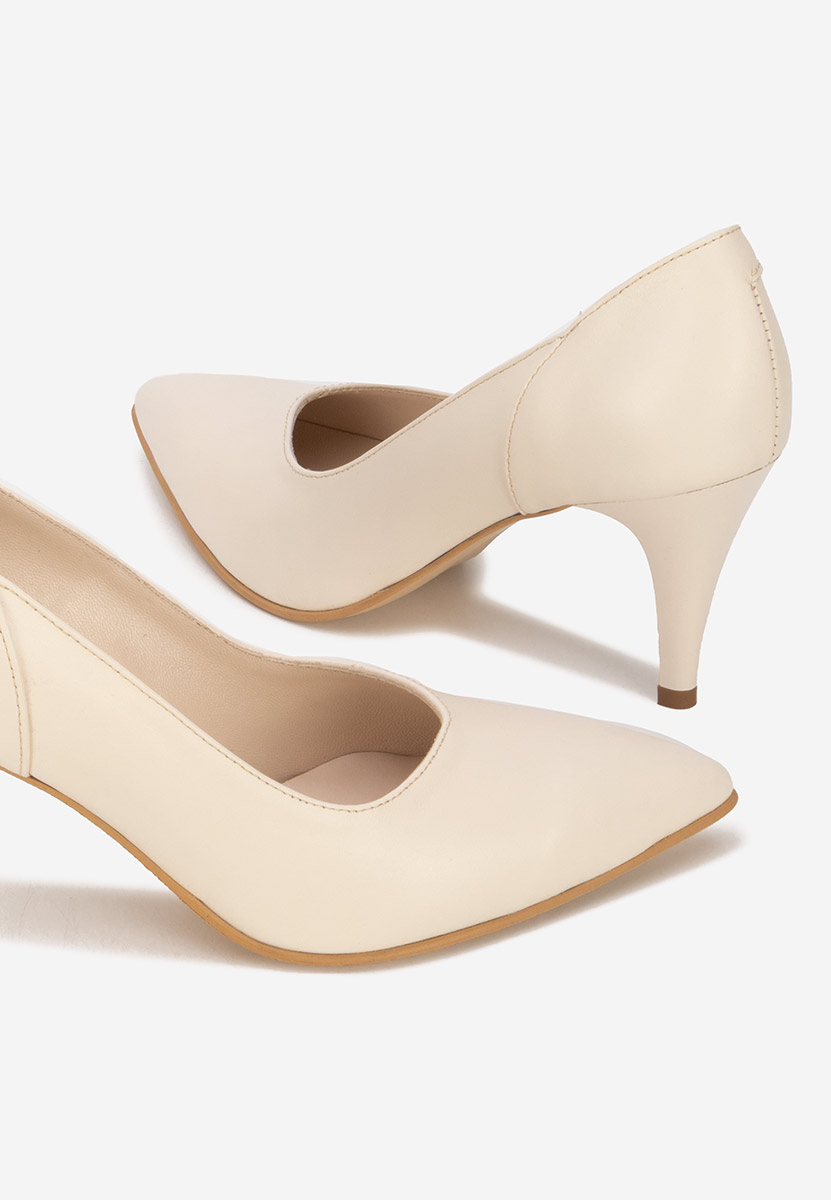 Villemomble bézs bőr tűsarkú cipő 