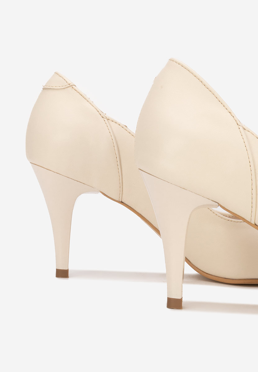 Villemomble bézs bőr tűsarkú cipő 