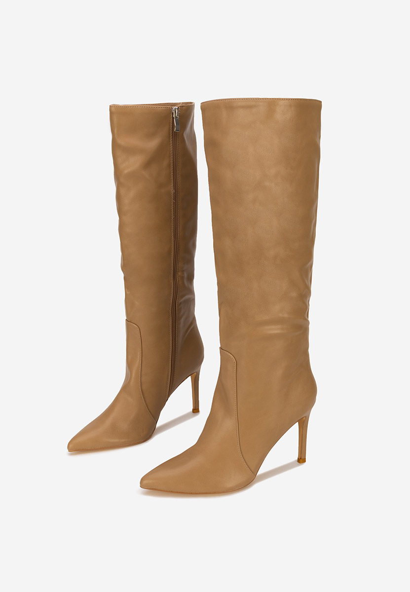 Monza khaki magassarkú csizma