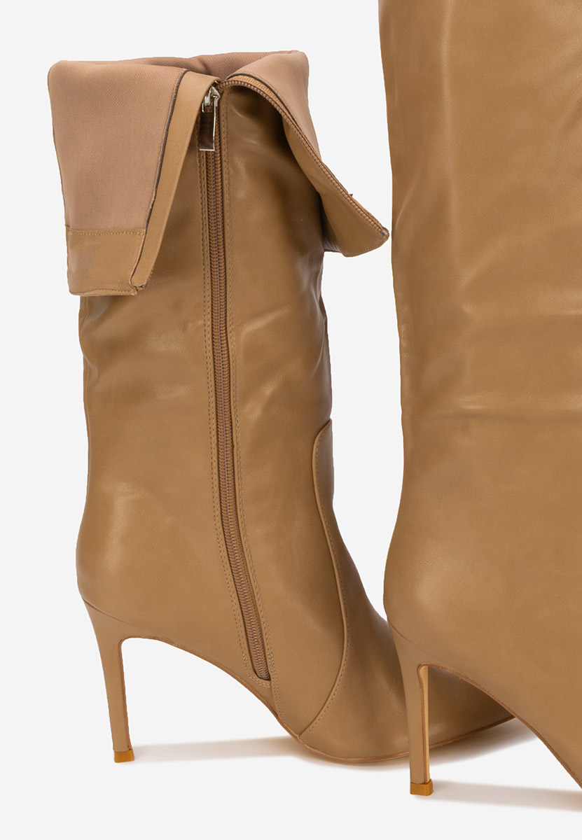 Monza khaki magassarkú csizma