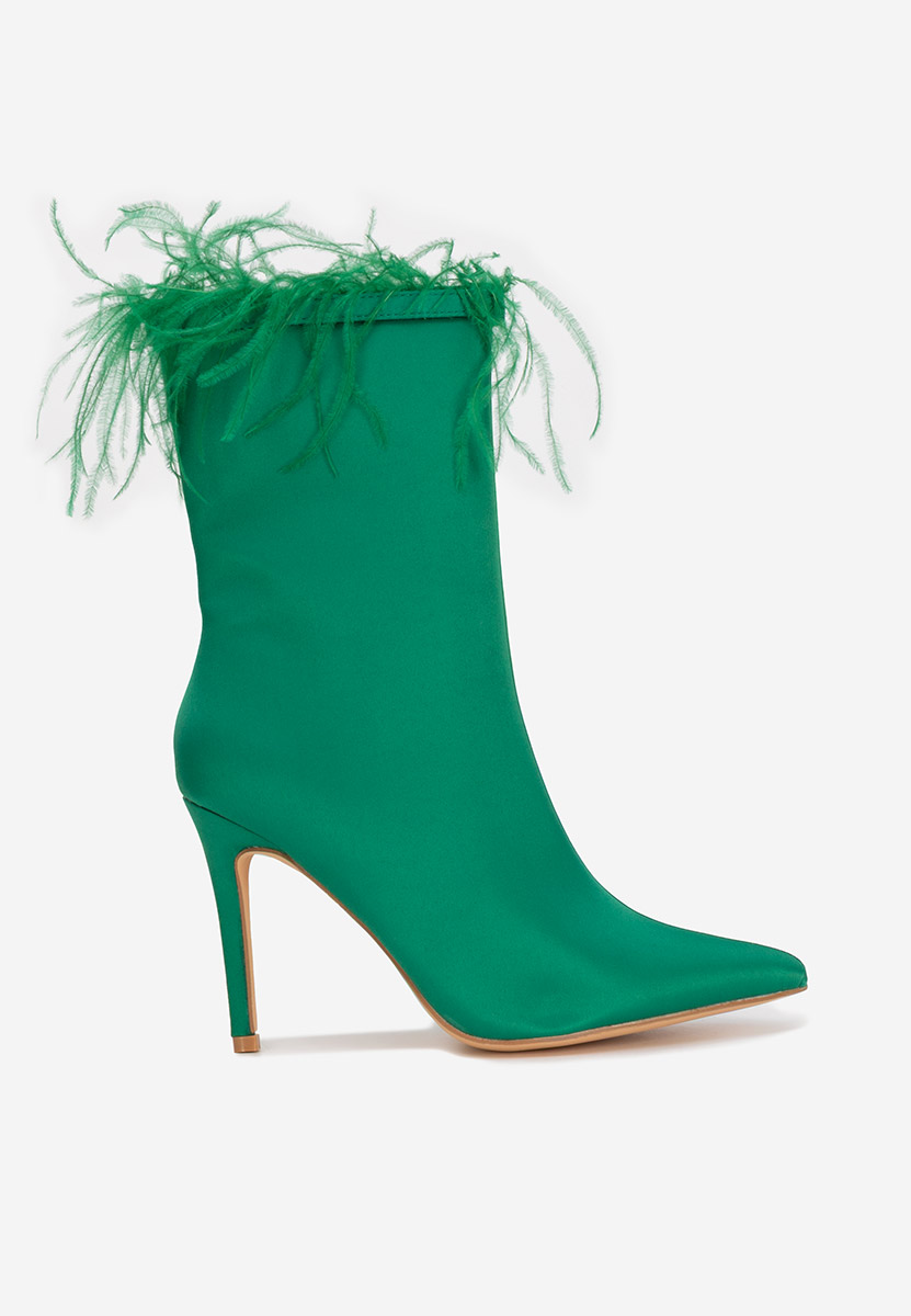 Aliseda zöld rövidszárú magassarkú bokacsizma