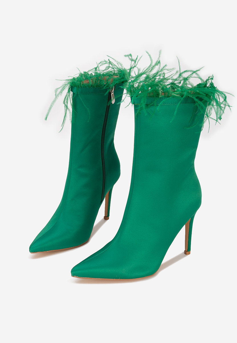 Aliseda zöld rövidszárú magassarkú bokacsizma