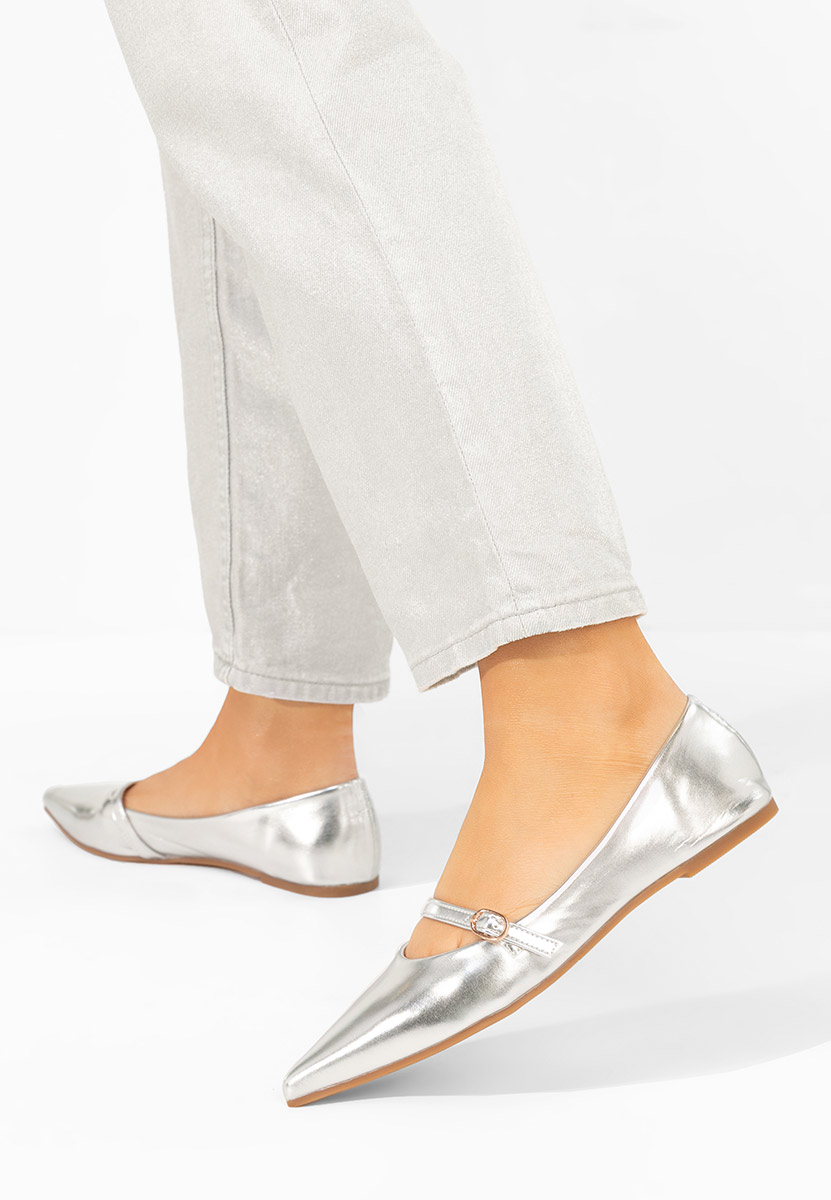 Izaura ezüst hegyes orrú balerina