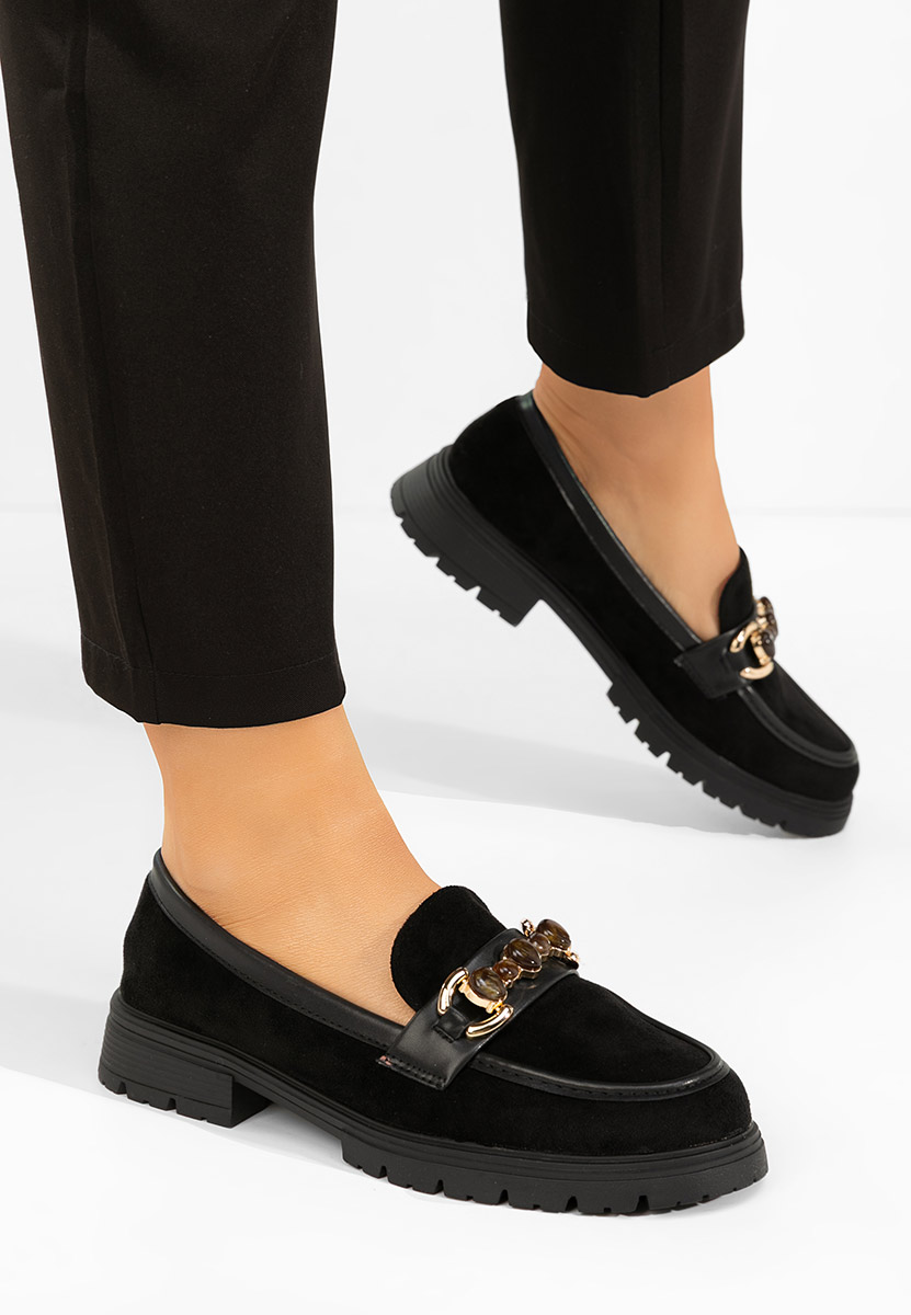 Amberlin fekete női mokaszin