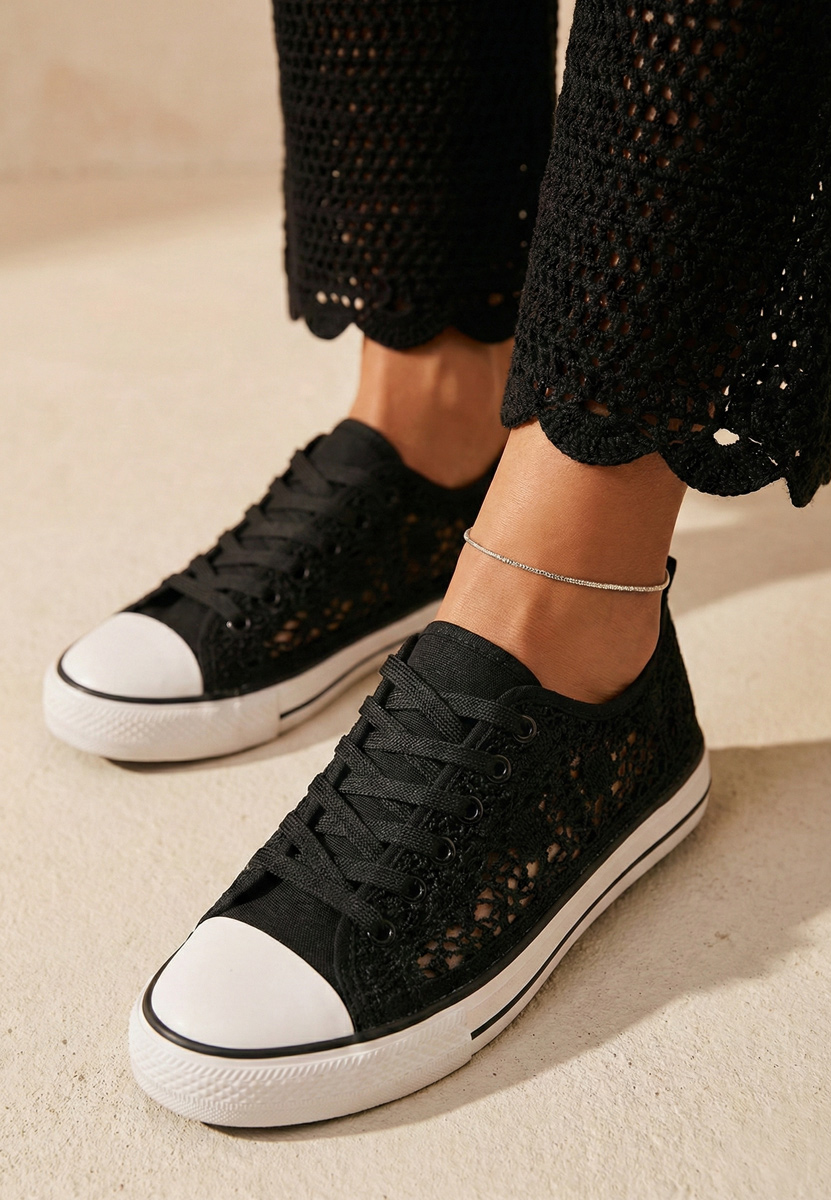 Genevive fekete női teniszcipő